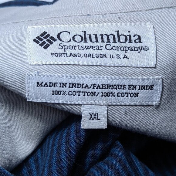 COLUMBIA SPORTSWEAR COMPANY Cotton Button Down Shirt Blue Stripe Size XXL - Picture 10 of 14